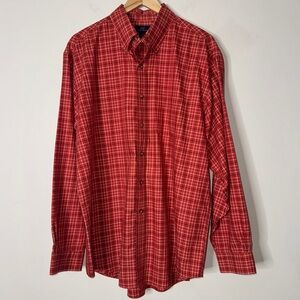 Brooks Brothers Men’s Plaid Button Down Shirt Orange Rust Size L